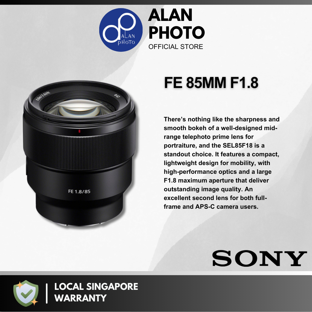Objectif Sony 85mm F1.8 – Pour Appareils Photo E-mount, Mise Au Point Rapide, Bokeh Circulaire