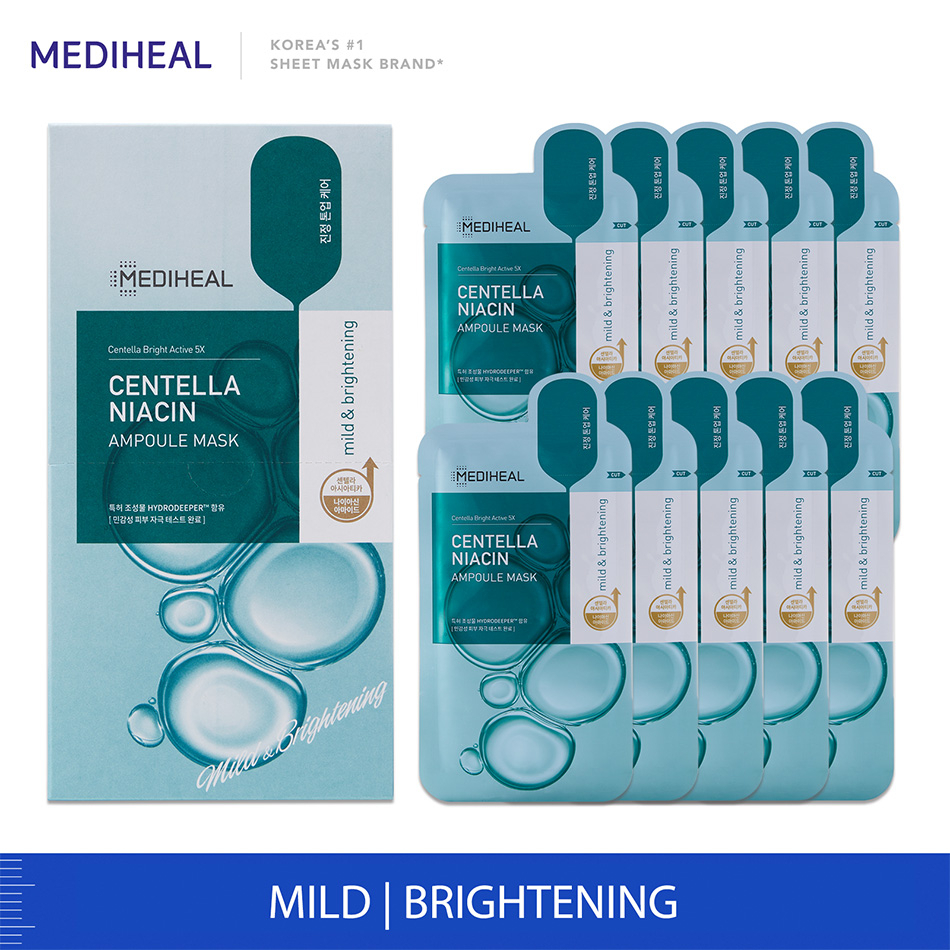 [MEDIHEAL] Centella Niacin Ampoule Mask Sheet, Mild & Brightening, [Box ...
