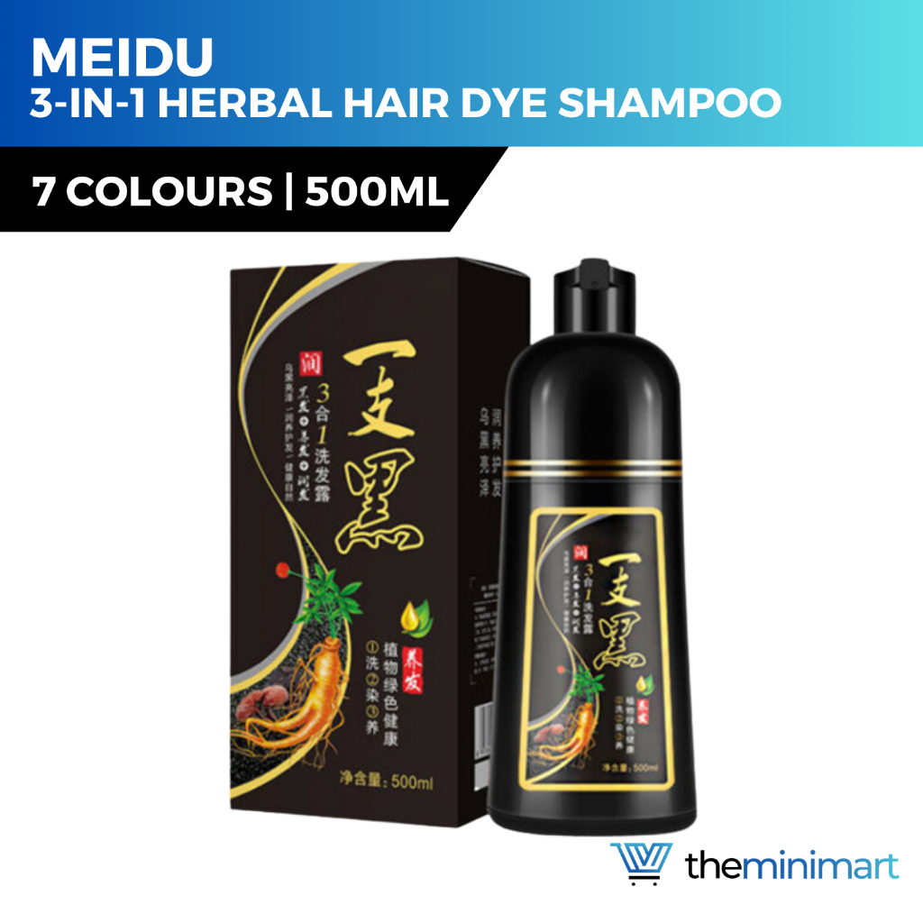 MEIDU 500ml 3in1 Hair Dye Shampoo Herbal, Nourishing, LongLasting
