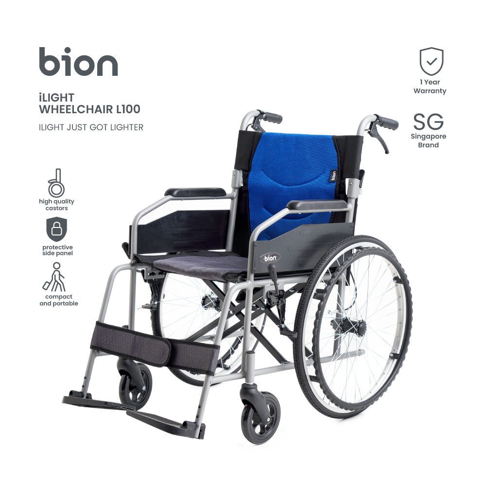 Bion iLight Wheelchair L100 Lightweight Wheelchair Foldable Backrest