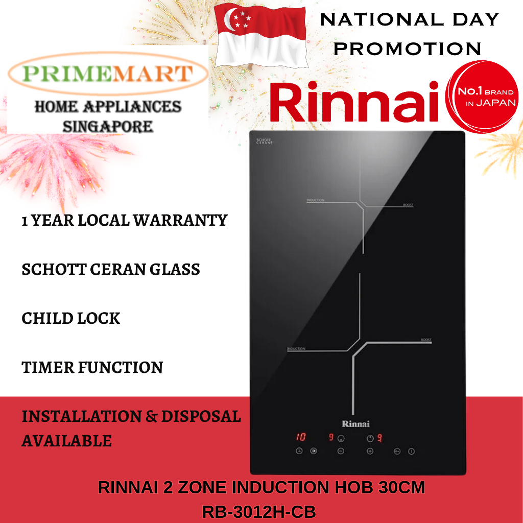 Rinnai RB-3012H-CB 2 Zone 30cm Induction Hob * 1 YEAR LOCAL WARRANTY ...