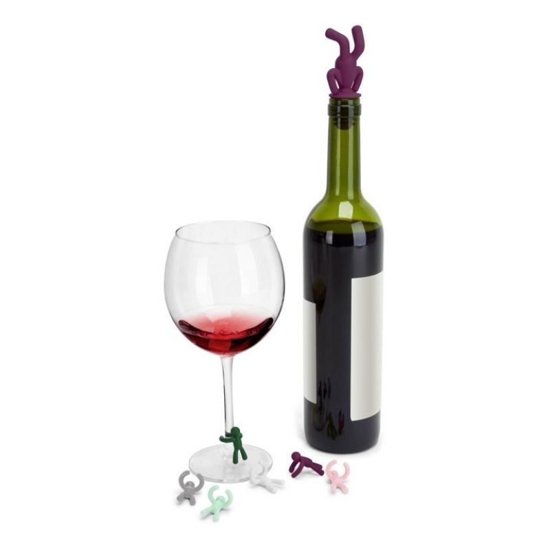 Umbra Drinking Buddy Charms And Topper Wine Bottle Stopper Wine Glass