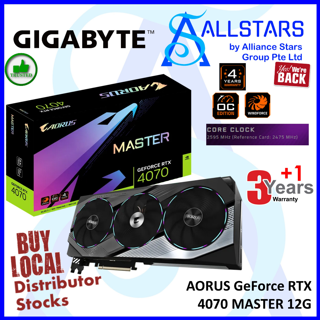 Gigabyte RTX 4070 AORUS Master 12GB PCI-Express x16 Gaming Graphics ...