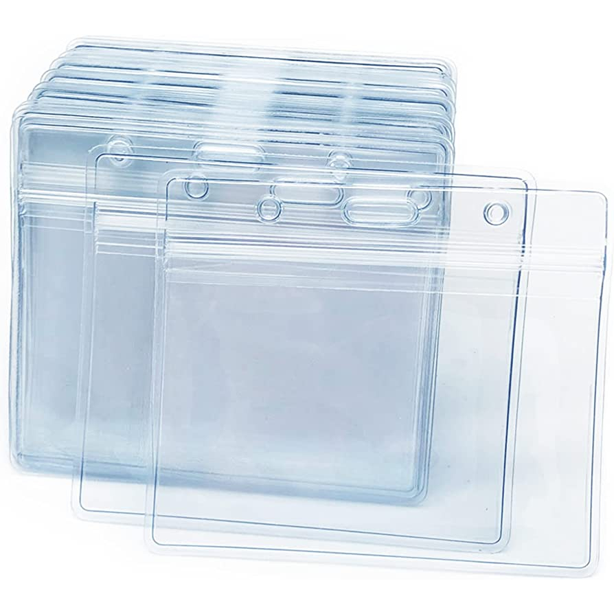 5 Pcs - Soft Name Transparent PVC Plastic Waterproof Vertical ID Card ...