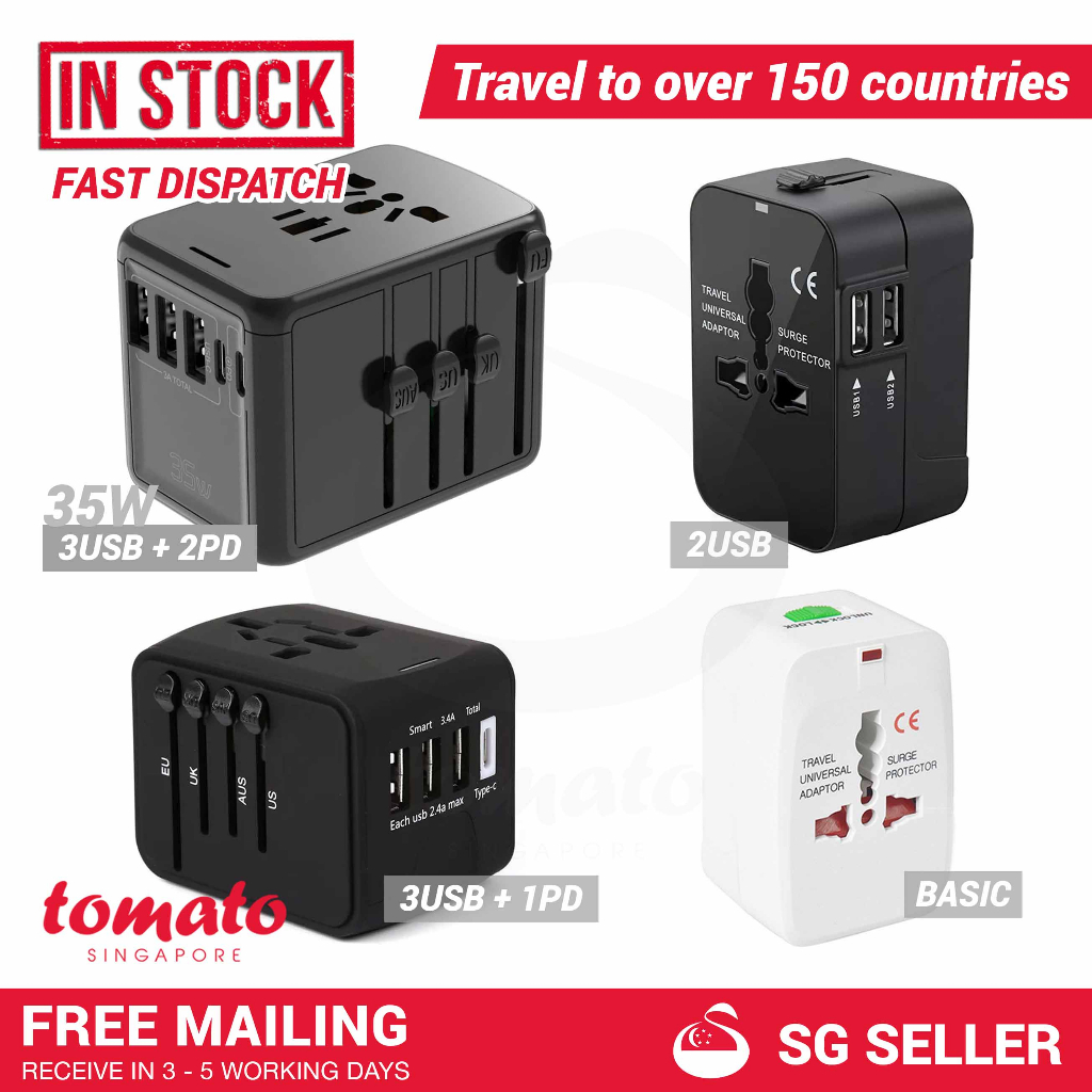 [SG Seller] Universal Compact Travel Adapter Wall Plug with USB PD