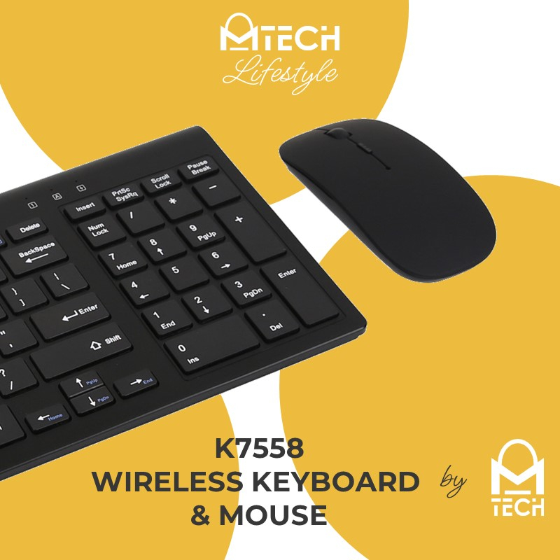 K7558 Wireless Keyboard Kit Compact and Sleek Keyboard and Mouse Combo