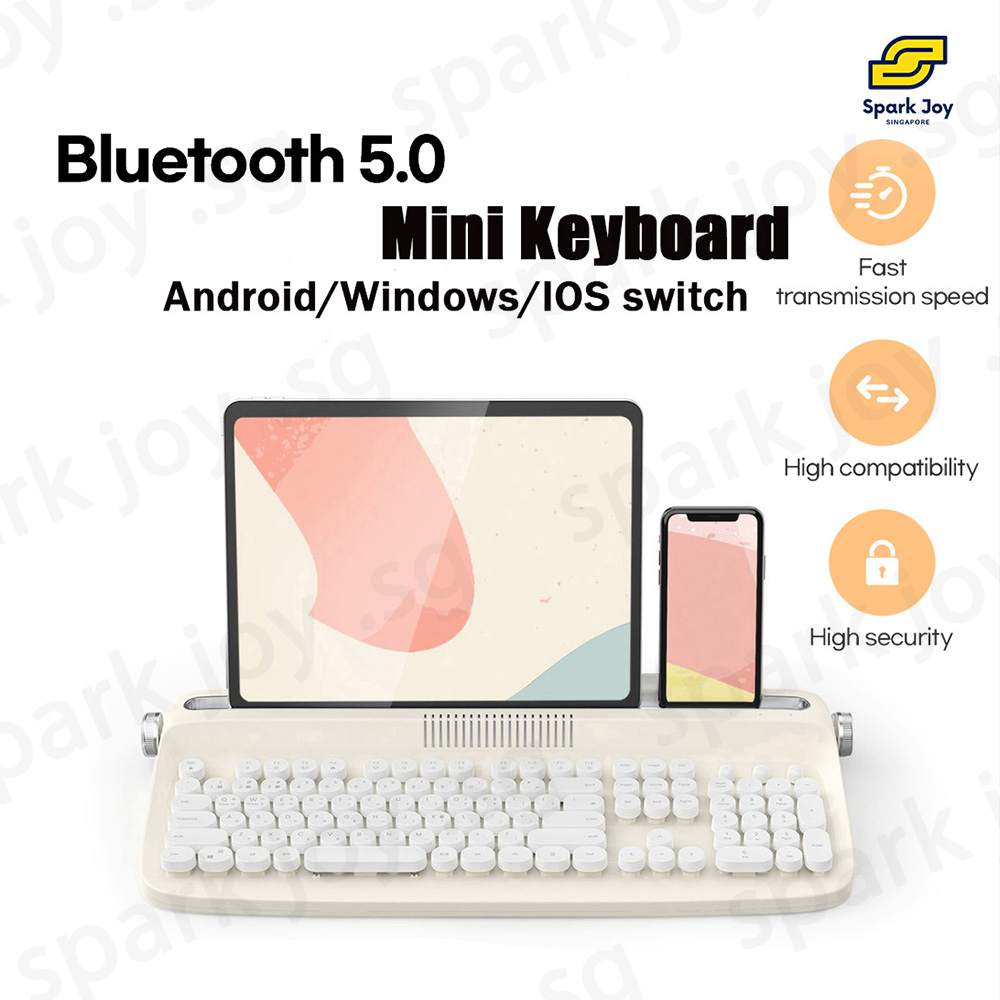 【SG】Actto B503 Bluetooth Typewriter Keyboard Retro Mini Wireless Keyboard Stand for Tablet Pad