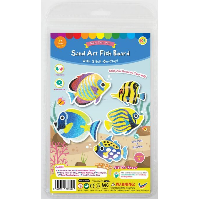 [Fun Art and Craft for Kids] Fish 5in1 Sand Art Board Kit Shopee