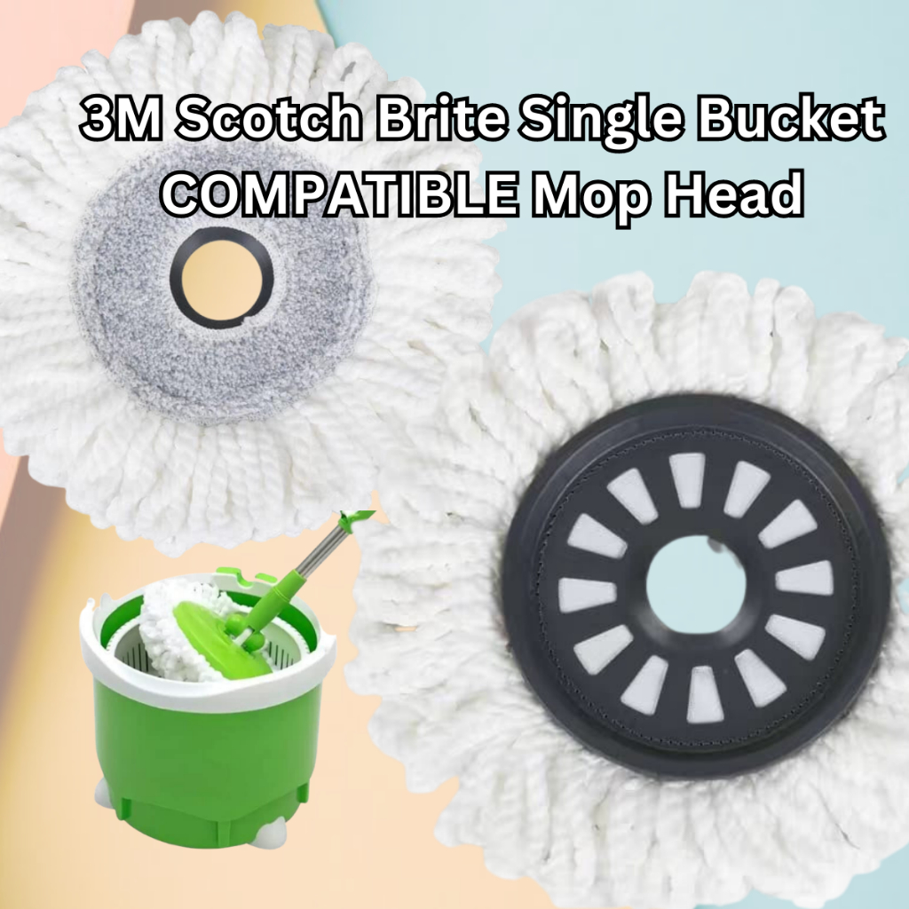 COMPATIBLE 3M Scotch Brite Single Bucket Spin Mop Head Refill ...