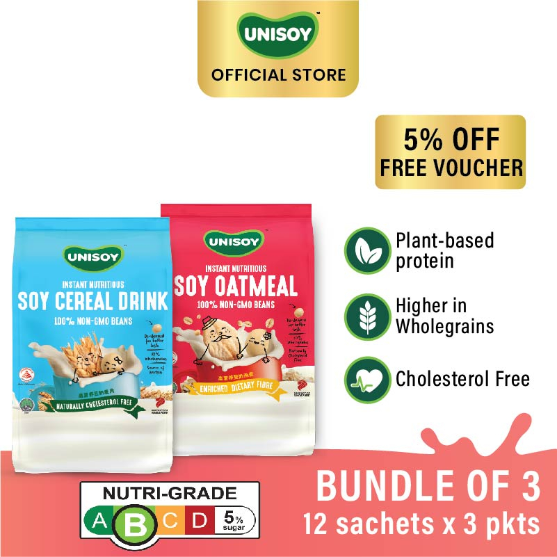 Bundle 3 UNISOY Instant Nutritious Soy Oatmeal Soy Cereal Drink
