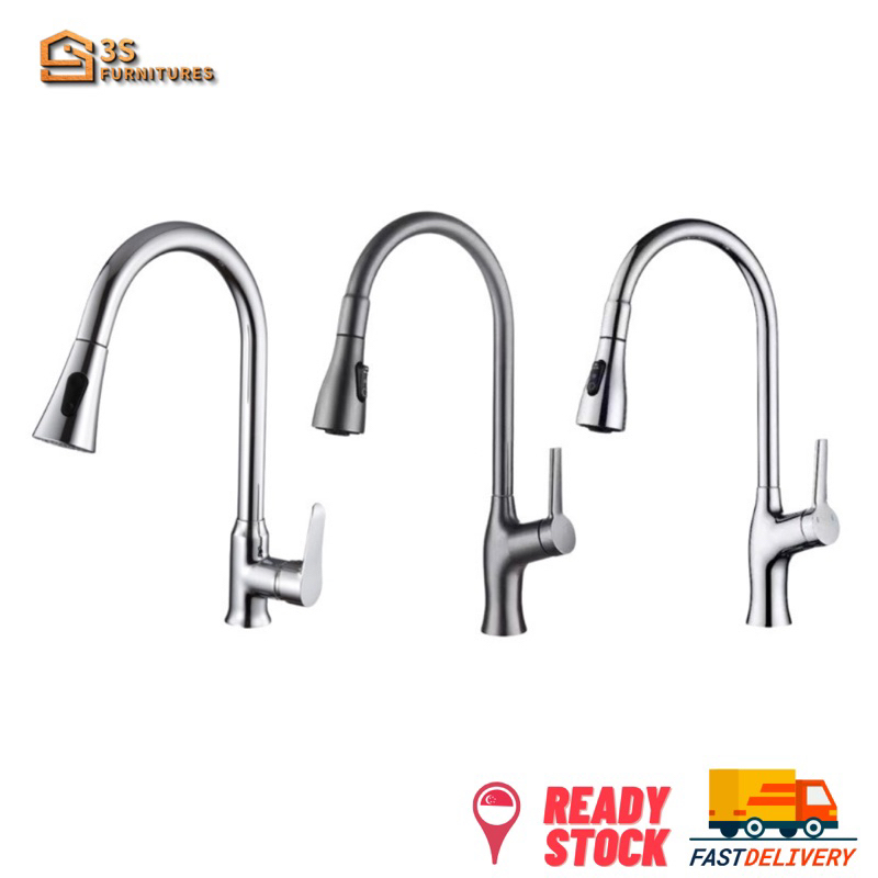 SUS304 Stainless Steel Kitchen Modern Water Tap Sink Single Lever Pull