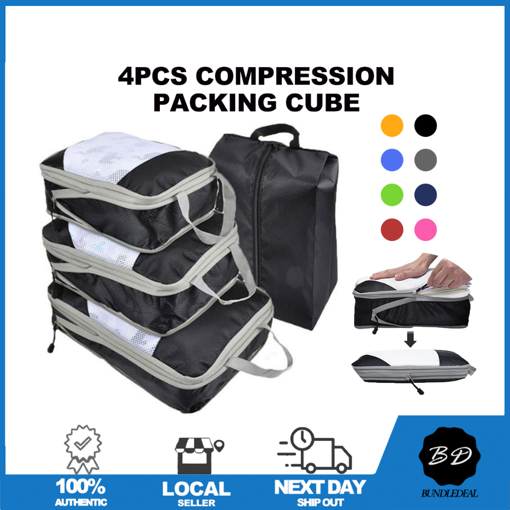 🚀[SG] 4pcs Travel Compression Packing Cube Set/ Luggage Packing Cube