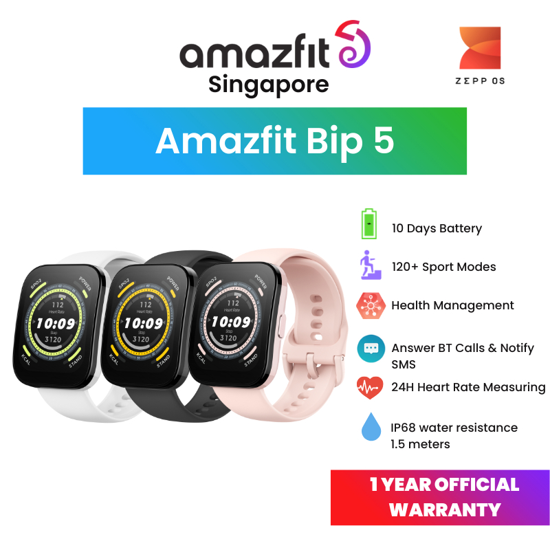 Amazfit Bip 5 Smart Watch with Ultra Large Screen & Bluetooth Calling –  Pastel Pink 