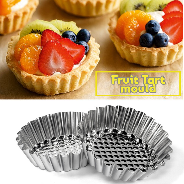 10pcs Fruit flan baking mould egg tart Metallic Tart pastry case egg