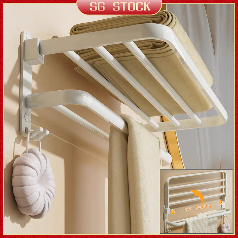 [SG STOCK] Towel rack Storage Towel Rack Hardware Storage Rack Folding