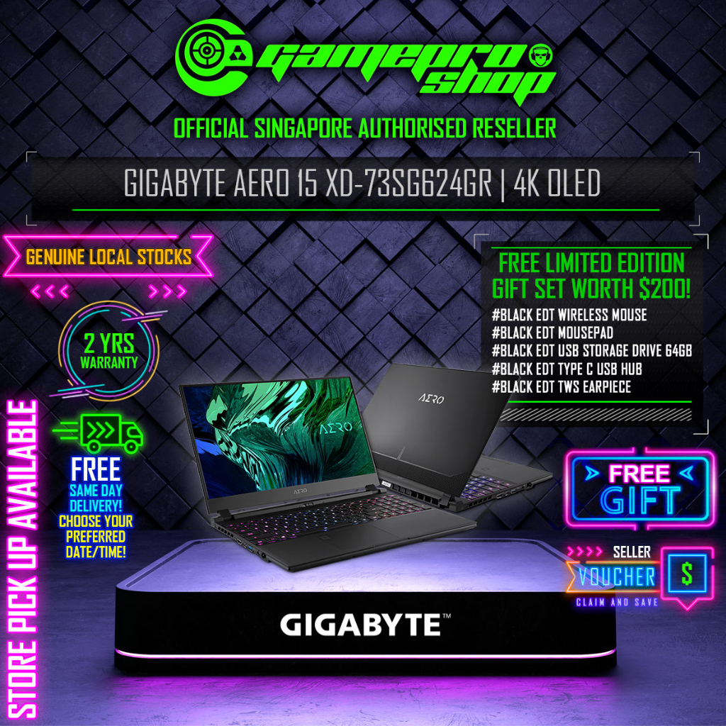Gigabyte Aero 15 OLED XD-73SG624GR Content Creation Laptop / i7-11800H / RTX 3070 / 15.6' OLED 4K / Windows 11 Pro / 2Y