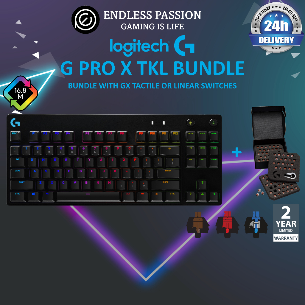 Logitech G PRO X Mechanical Gaming Keyboard GX Clicky + GX Tactile