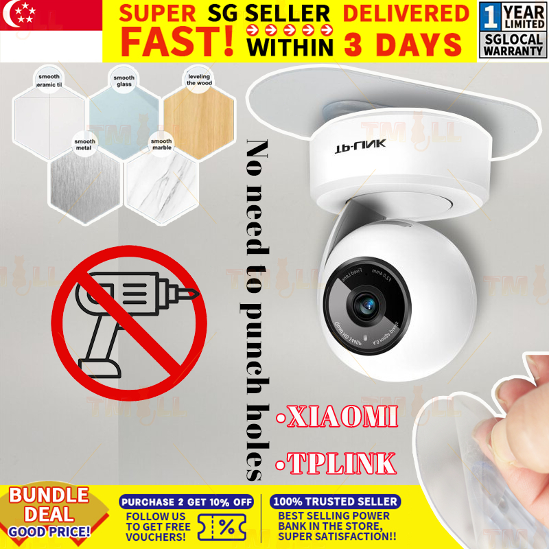 [ SG Ready Stock] Xiaomi/Tplink wall mount without drilling Camera Stand FreePunch Double