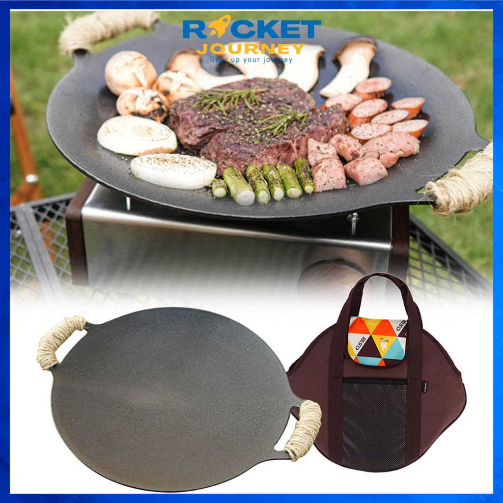 Outdoor Camping Barbecue Round Plate Korean BBQ Grill Iron Plate