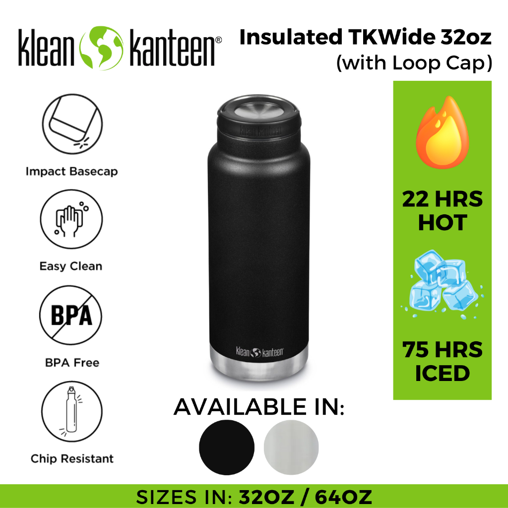 Klean Kanteen Insulated TKWide 32oz Water Bottle (with Loop Cap