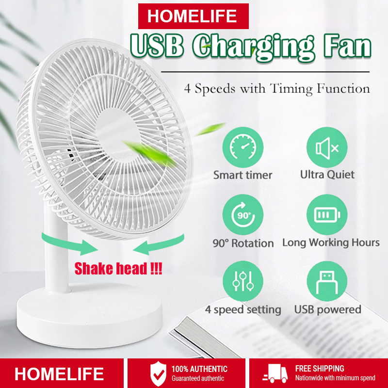 [SG Stock] Rotating USB Desk Fan 4 Speed Adjustable Desktop Table Fan