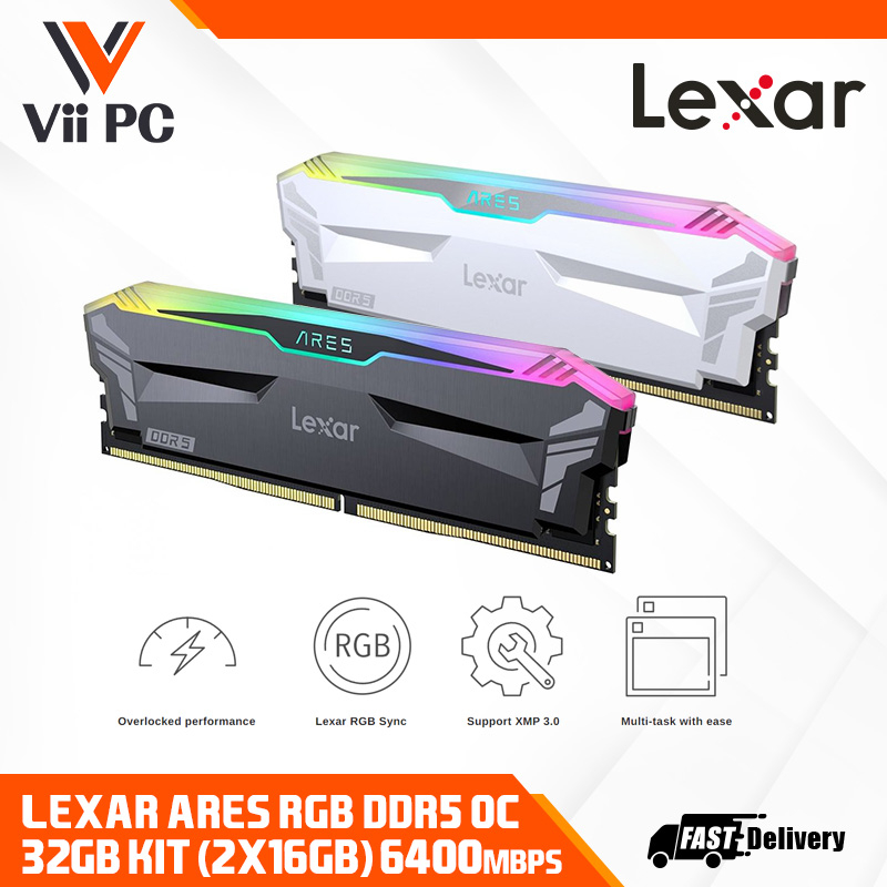 Lexar ARES RGB 32GB (2x16GB) DDR5 RAM 6000MHz CL34 Desktop Memory