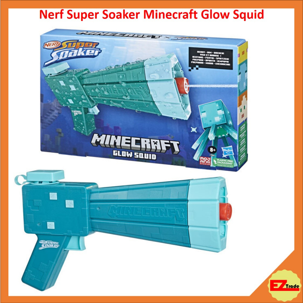 Hasbro NERF Super Soaker Minecraft Glow Squid Water Blaster, Minecraft ...