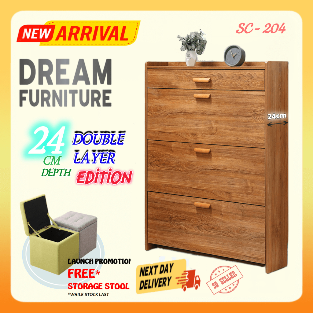 [SG Local Seller / Ready Stock / Fully Assembled] SC-204 TEAK Shoe Rack ...