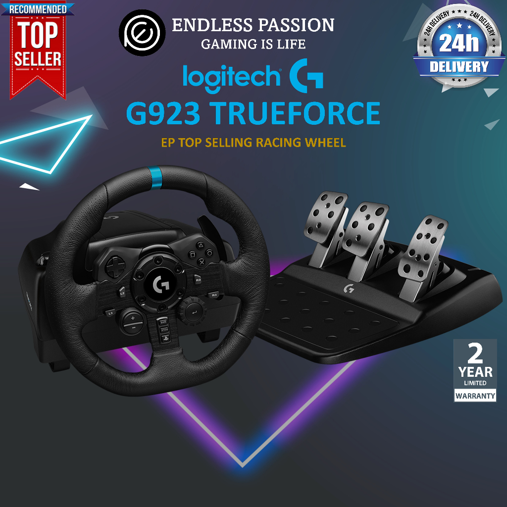 Logitech G923 Racing Wheel and Pedals for Playstation and PC, TRUEFORCE 1000 Hz Force Feedback