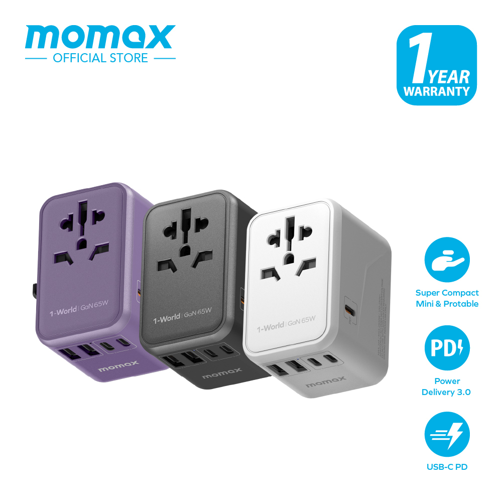 Momax UA8 1-World 65W GaN 5 Ports + AC Travel Adaptor | Shopee Singapore