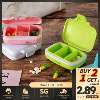 Portable Mini Medicine Storage Box, 4 Grids Square Sealed Medicine Box  Travel Pill Organizer,Small Pill Box,Portable Medicine Vitamin Holder  Container Moisture Proof,for Travel,for Home