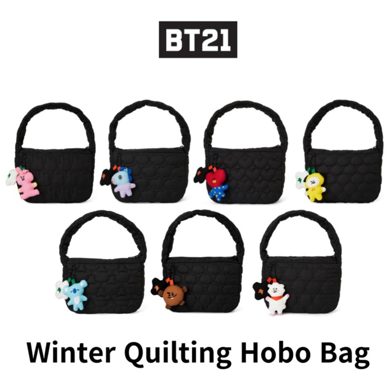 BT21 Winter Padded Quilting Hobo Bag with Charm | Shopee