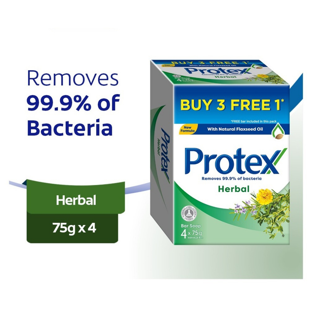 Protex Herbal Antibacterial Bar Soap -75g (Pack of 4) | Shopee Singapore