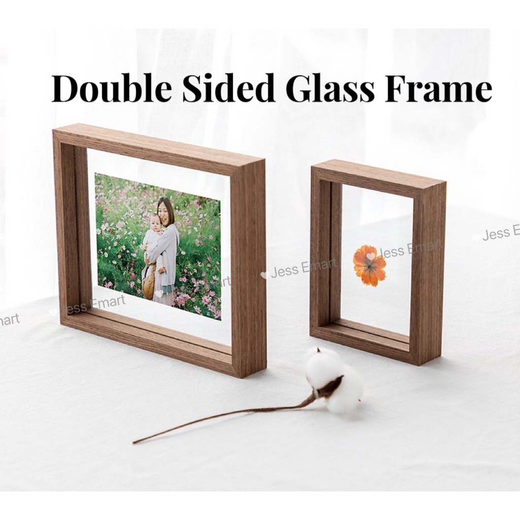 SG Seller Wooden Double Sided Glass Photo Frame 3R/4R/5R/6R/8R / Shadow
