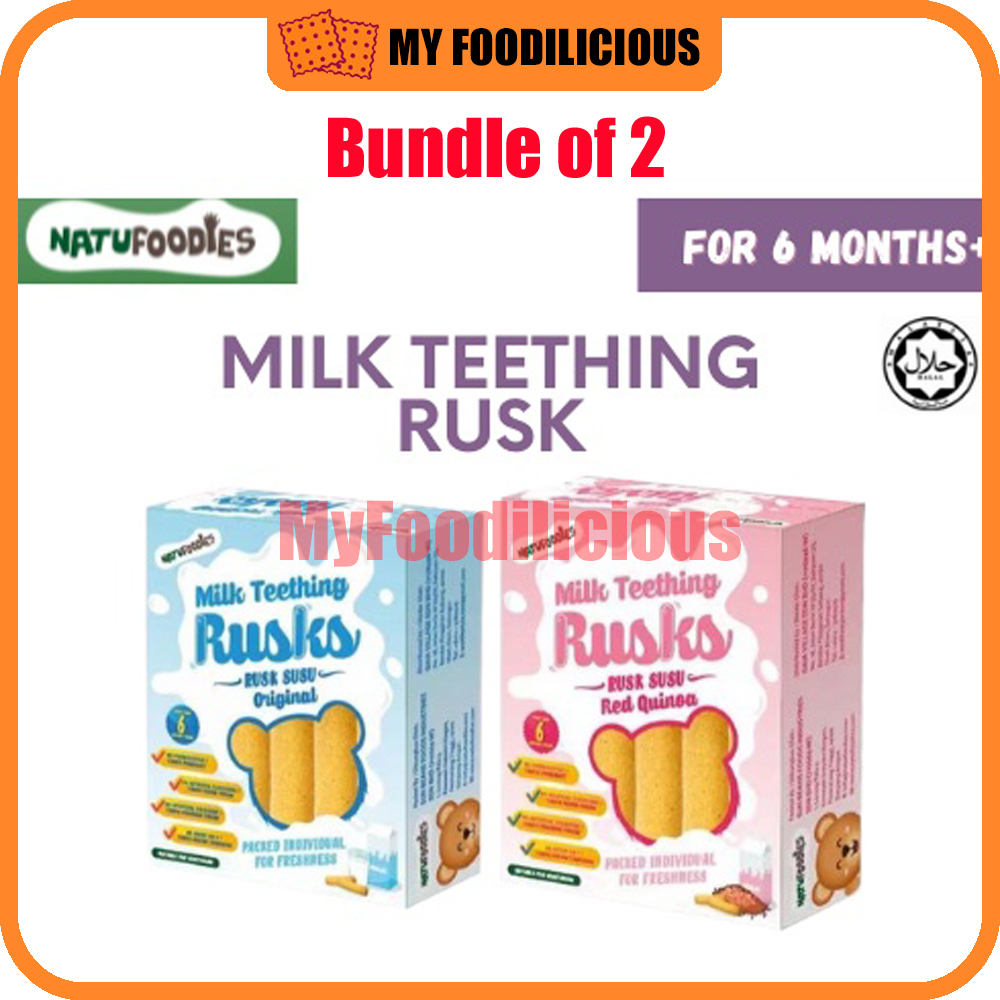 Natufoodies Baby Milk Teething Rusks Cracker 90g 6 Months Rusk Susu