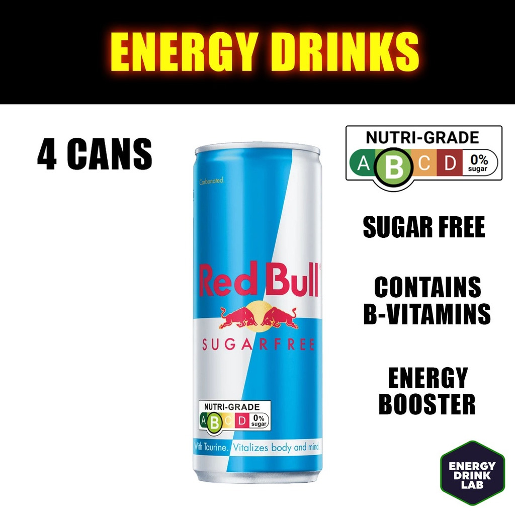 Red Bull Sugarfree Energy Drink (250ml X 4 Cans), European Original ...