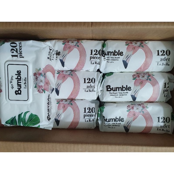 (Bundle Of 12) Bumble LA Bella Wipes 120 SHEETS Wet Tissue Wet Wipe Wet Tissues Baby Wipe Face