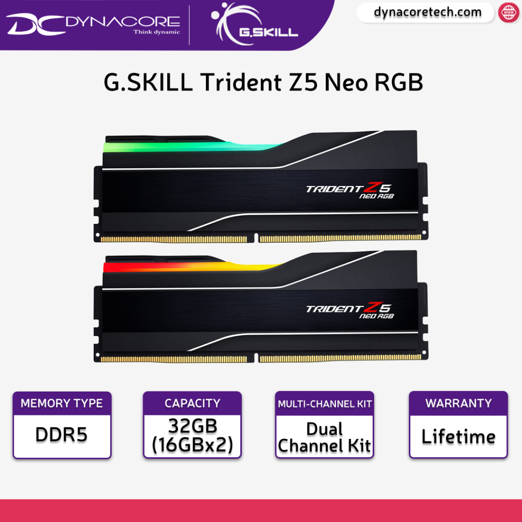 G.SKILL Trident Z5 Neo RGB 32GB (2 x 16GB) DDR5 6000MHz CL36 AMD EXPO ...