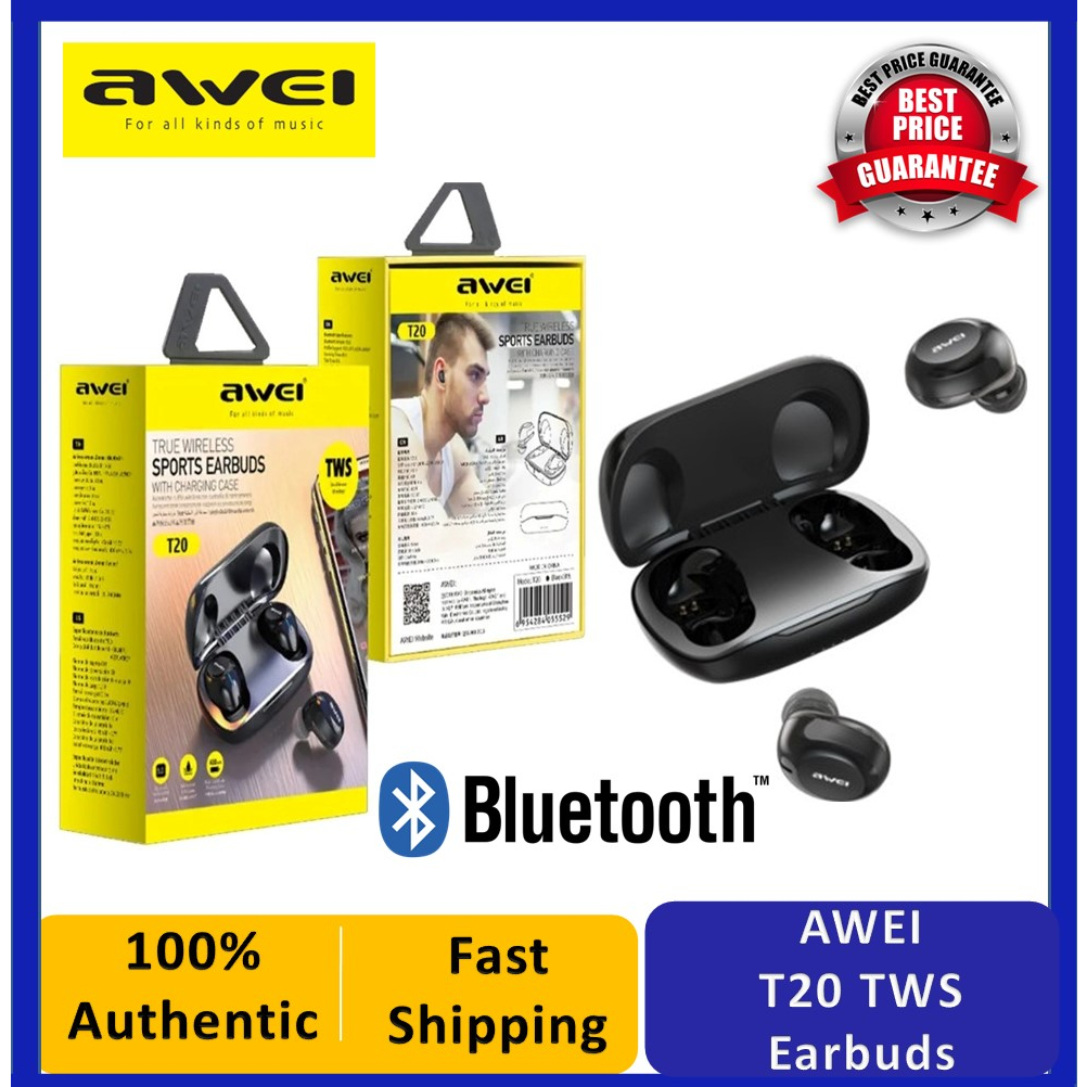 AWEI T20 TWS Wireless Earbuds Brand New Gaming Bluetooth