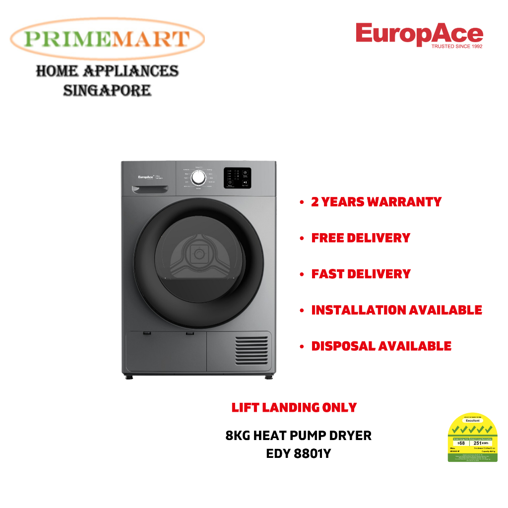 EUROPACE 8KG HEAT PUMP DRYER EDY 8801Y * READY STOCK * FAST DELIVERY ...