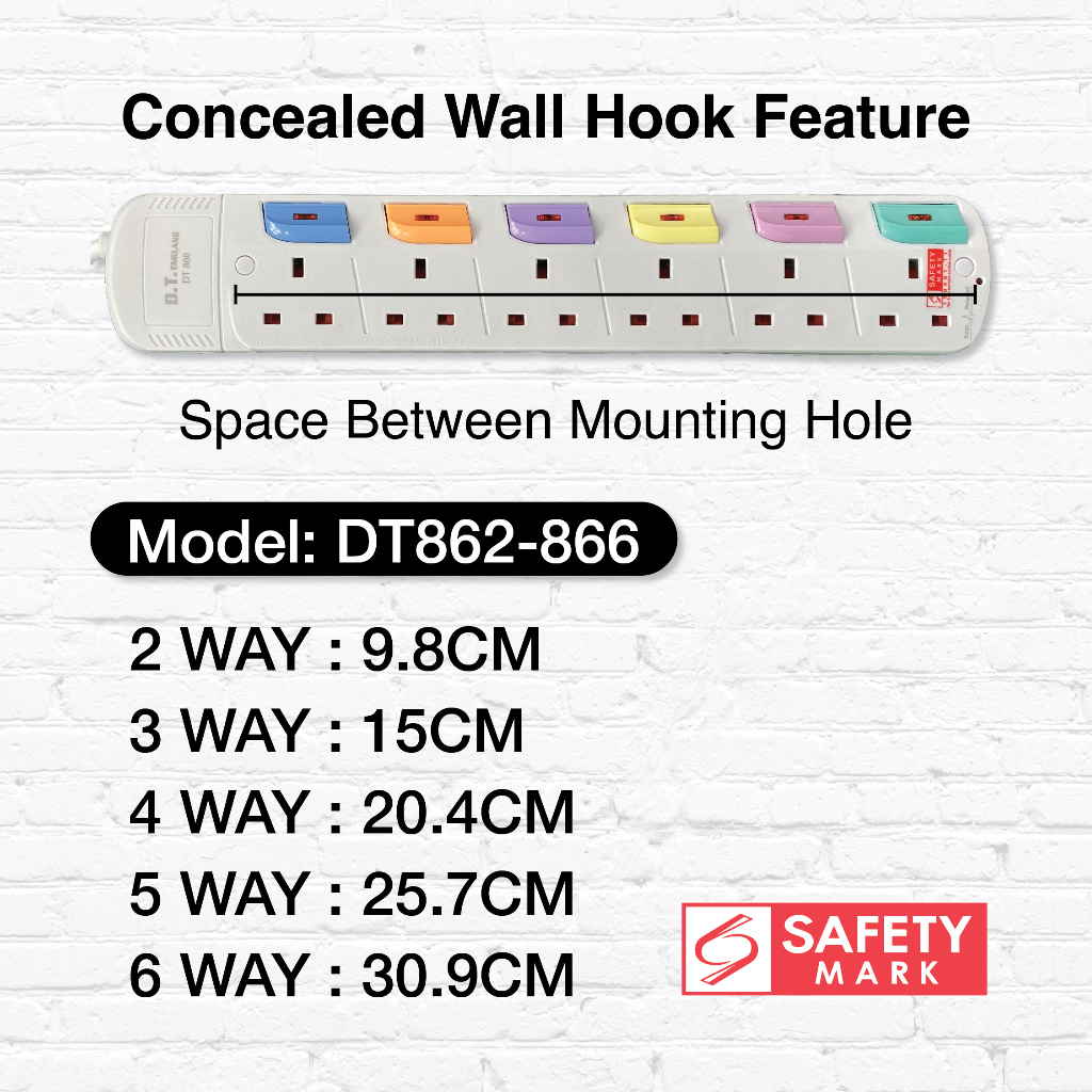 DT England 3/6 Metres Extension Socket Cord , Approved Surge Protection ...
