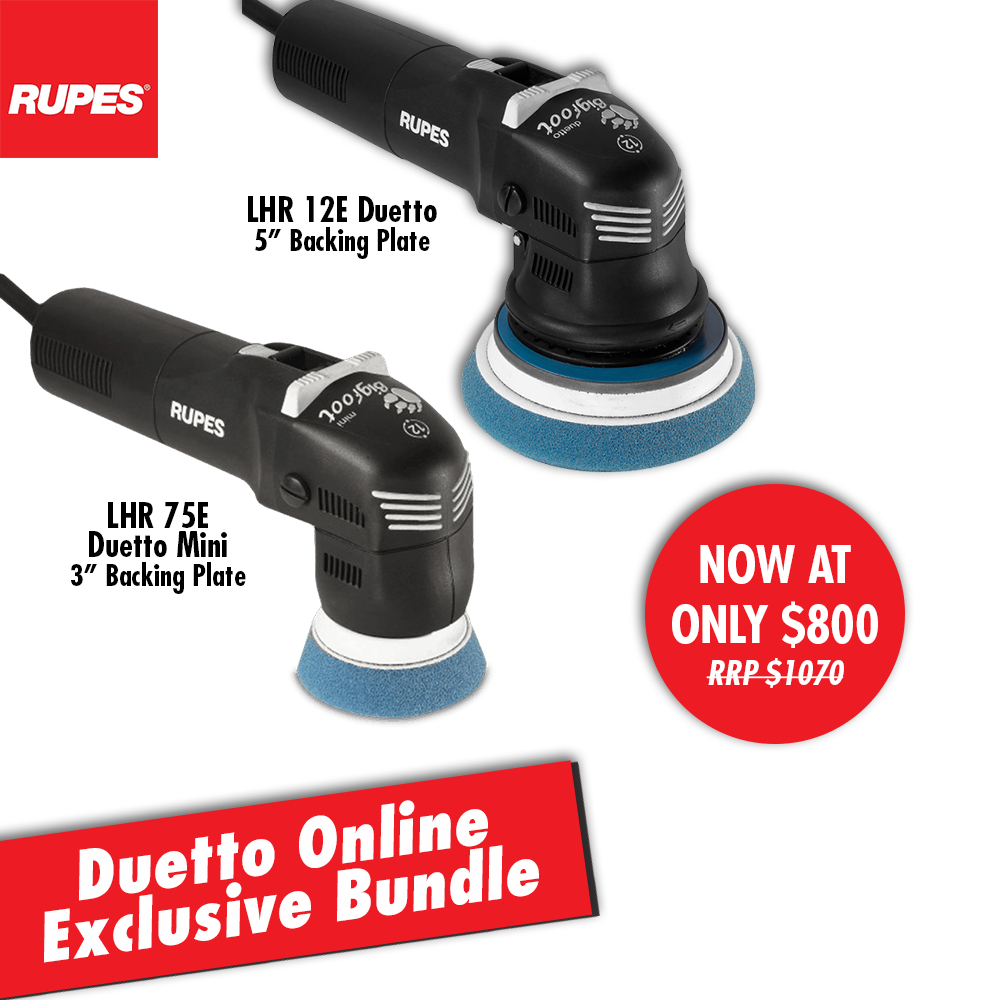 Rupes LHR 12E Duetto & LHR 75E Mini Duetto Dual Action Polisher Bundle ...