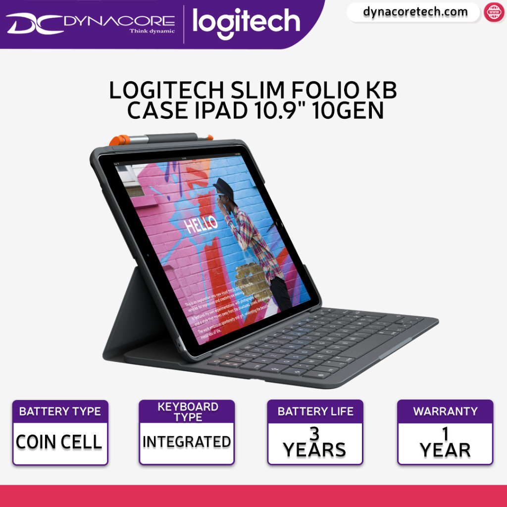 Logitech Slim Folio Keyboard Case for Apple IPAD 10.9" 10th Gen 920