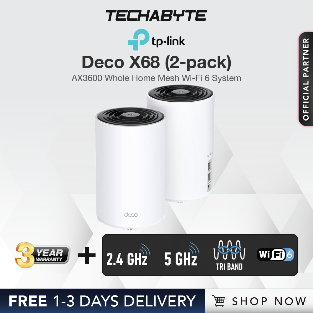 TPLink Deco X68 AX3600 Whole Home Mesh WiFi 6 System (2PK /3PK