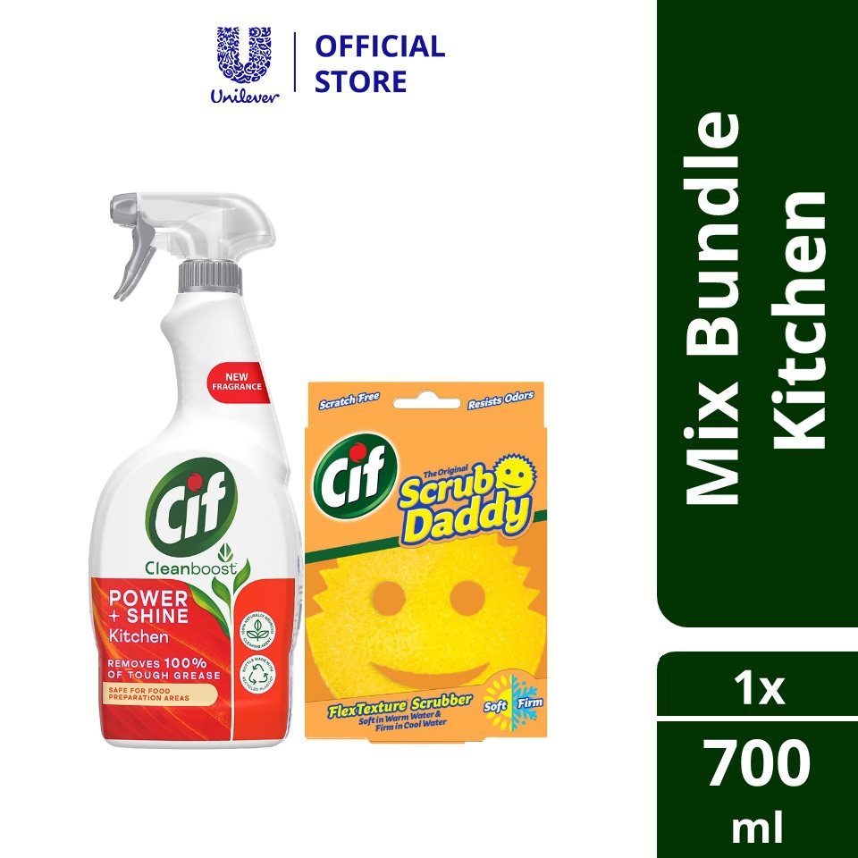 (Bundle) Cif Power and Shine Spray Kitchen 700ml + Cif Scrub Daddy