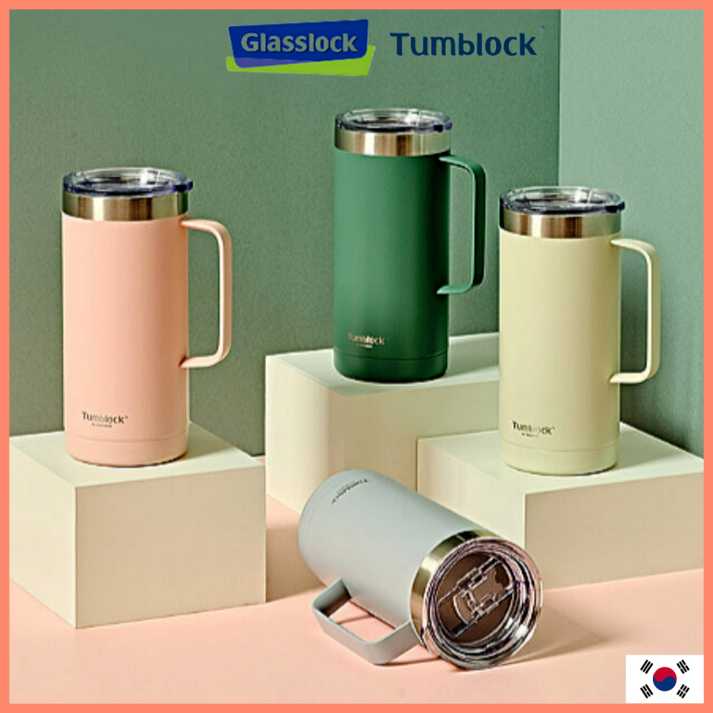 [Glasslock] Tumblock Plain Mug Tumbler with handle 500ml thermal mug ...