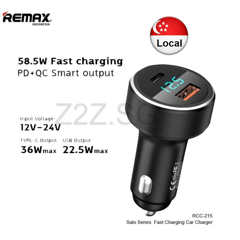 [Remax Energy] RCC215 Salo Dual Port 58.5W Fast Car Charger PD 18W WP ...