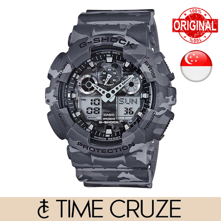Time Cruze G Shock GA 100 Grey Camouflage Resin Analog Digital Quartz Men Watch GA 100CM 8A GA 100CM 8ADR Shopee Singapore