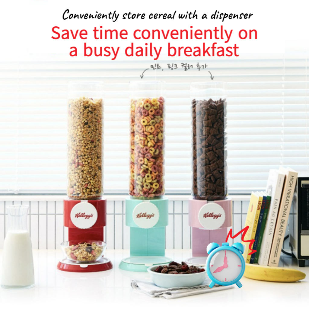 [Cereal Dispenser] kellogg's Cereal Dispenser White, R6ed, Pink, Mint