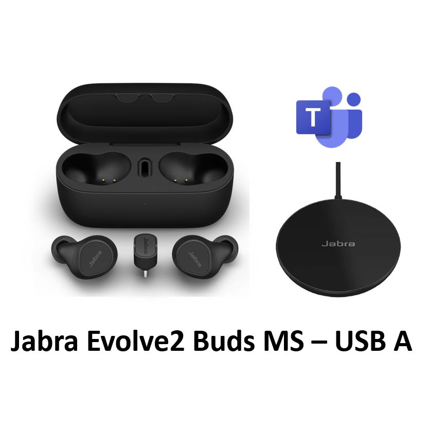 Jabra Evolve2 Buds UC/MS ANC, Wireless Bluetooth Earbuds with